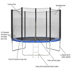 10 ft Combo Bounce Jump Safety Trampoline with Spring Pad Ladder