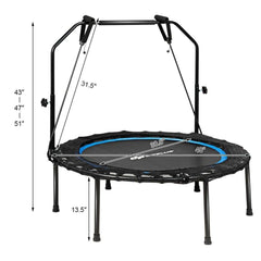 40" Foldable Fitness Rebounder with Resistance Bands Adjustable Blue