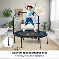 40" Foldable Fitness Rebounder with Resistance Bands Adjustable Blue