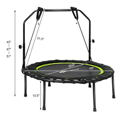 40" Foldable Fitness Rebounder with Resistance Bands Adjustable Green