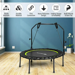 40" Foldable Fitness Rebounder with Resistance Bands Adjustable Green