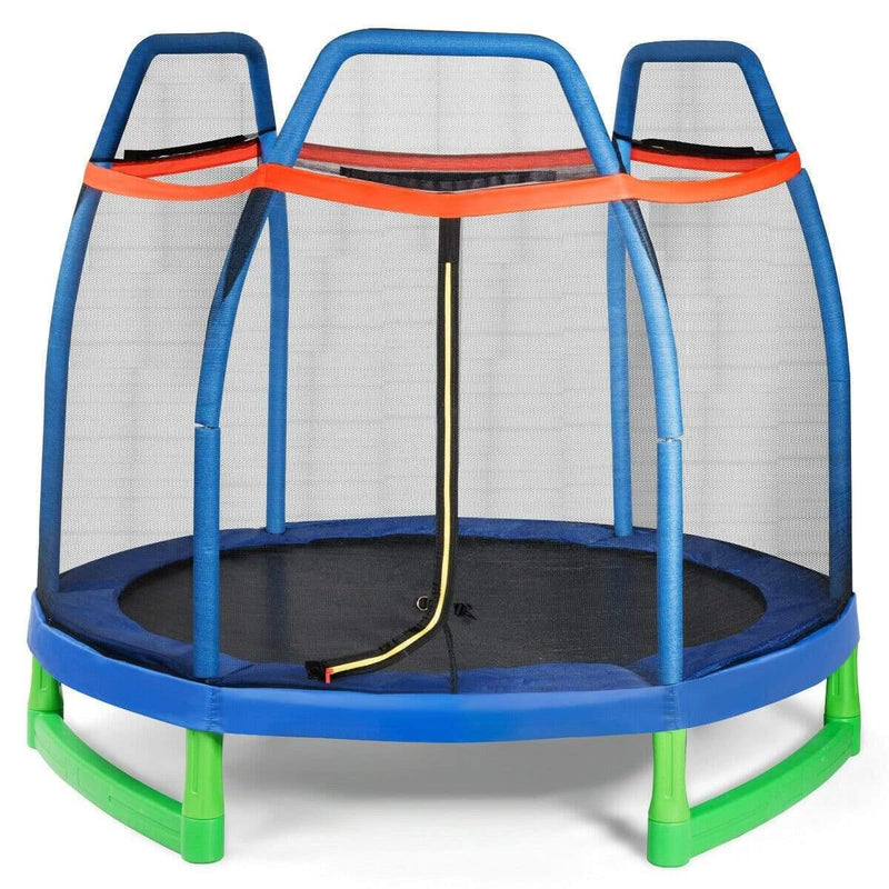 7FT Kids Trampoline W/ Safety Enclosure Net