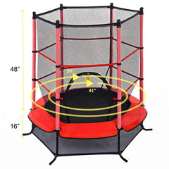 Giantex 55" Round Exercise Jumping Mini Trampoline with Safety Pad,Red