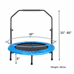 Mini Rebounder Trampoline with Adjustable Hand Rail