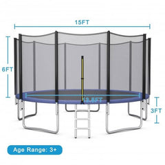 Outdoor Trampoline Bounce Combo with Safety Closure Net Ladder